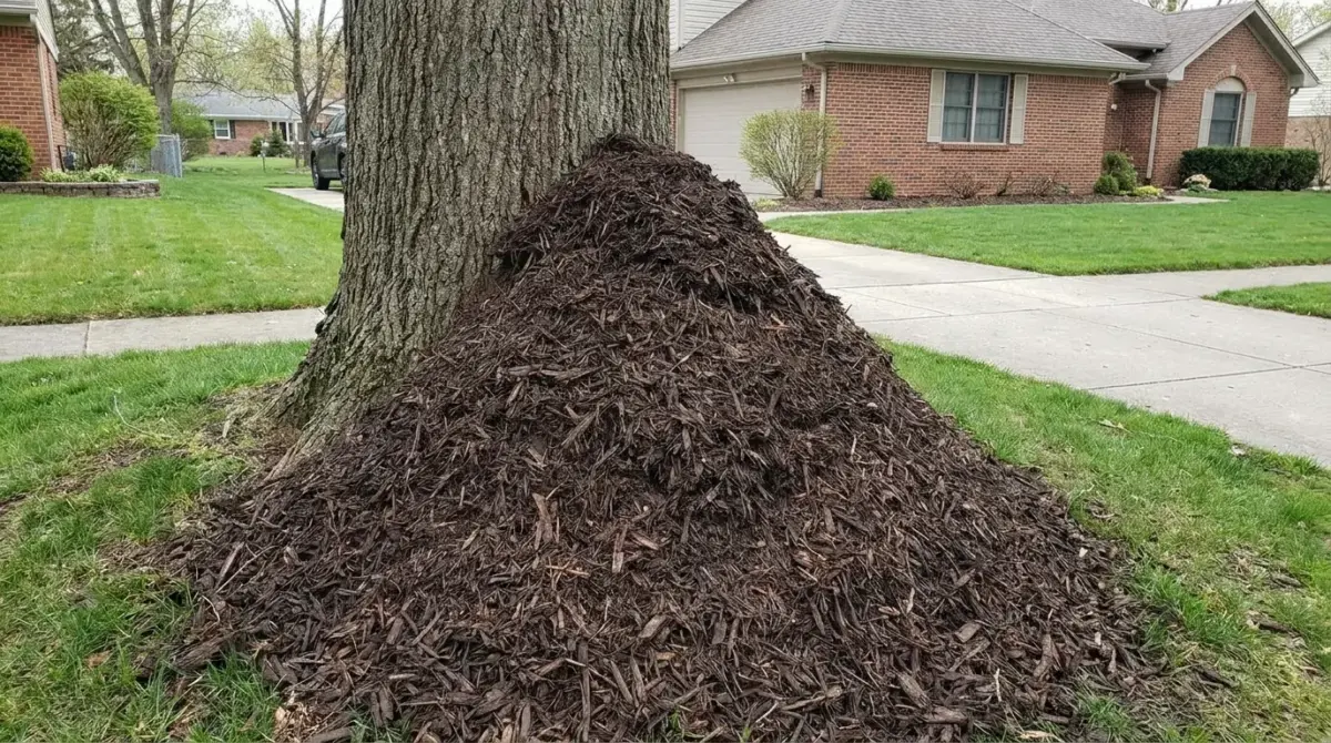 Mulch Volcano: The Mistake Killing Suburban Trees 1 Mulch volcano — Norfolk Tree Service, MA